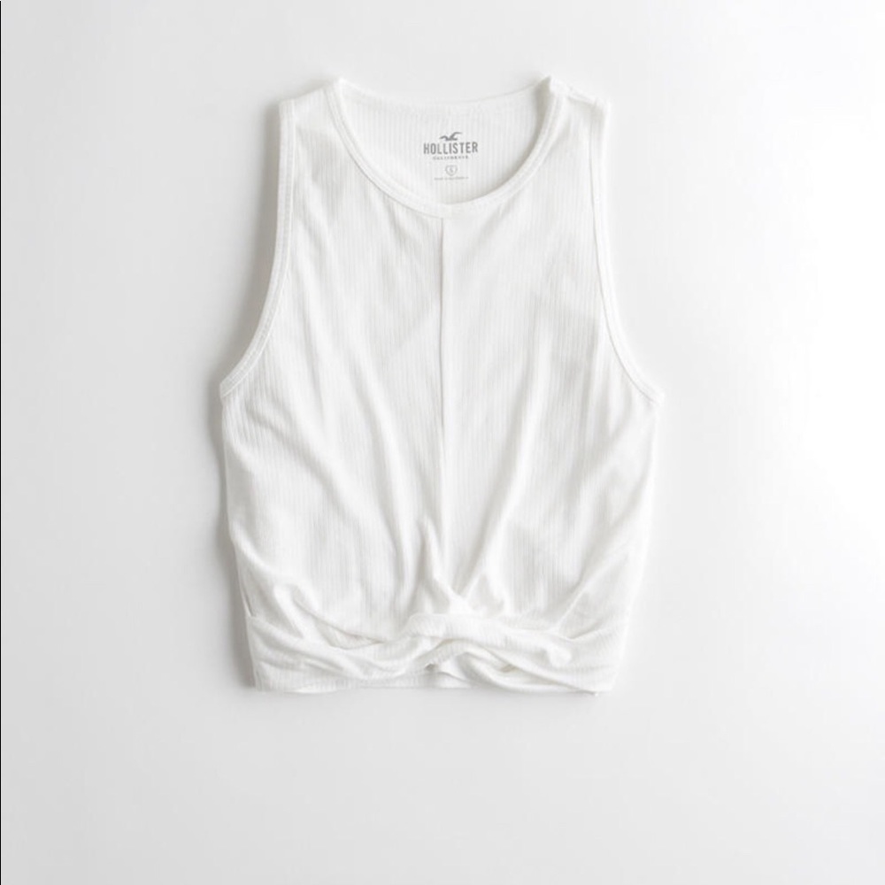 Hollister girls white tank top with front twist